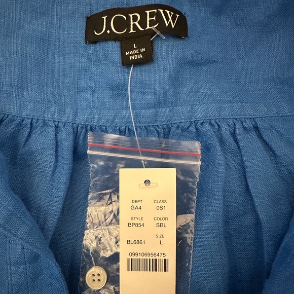 NWT JCrew Long Linen Shirtdress in Sail Blue - Picture 2 of 2